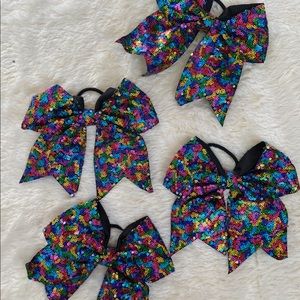 Rainbow Sequin Bows 🎀 ponytail holders